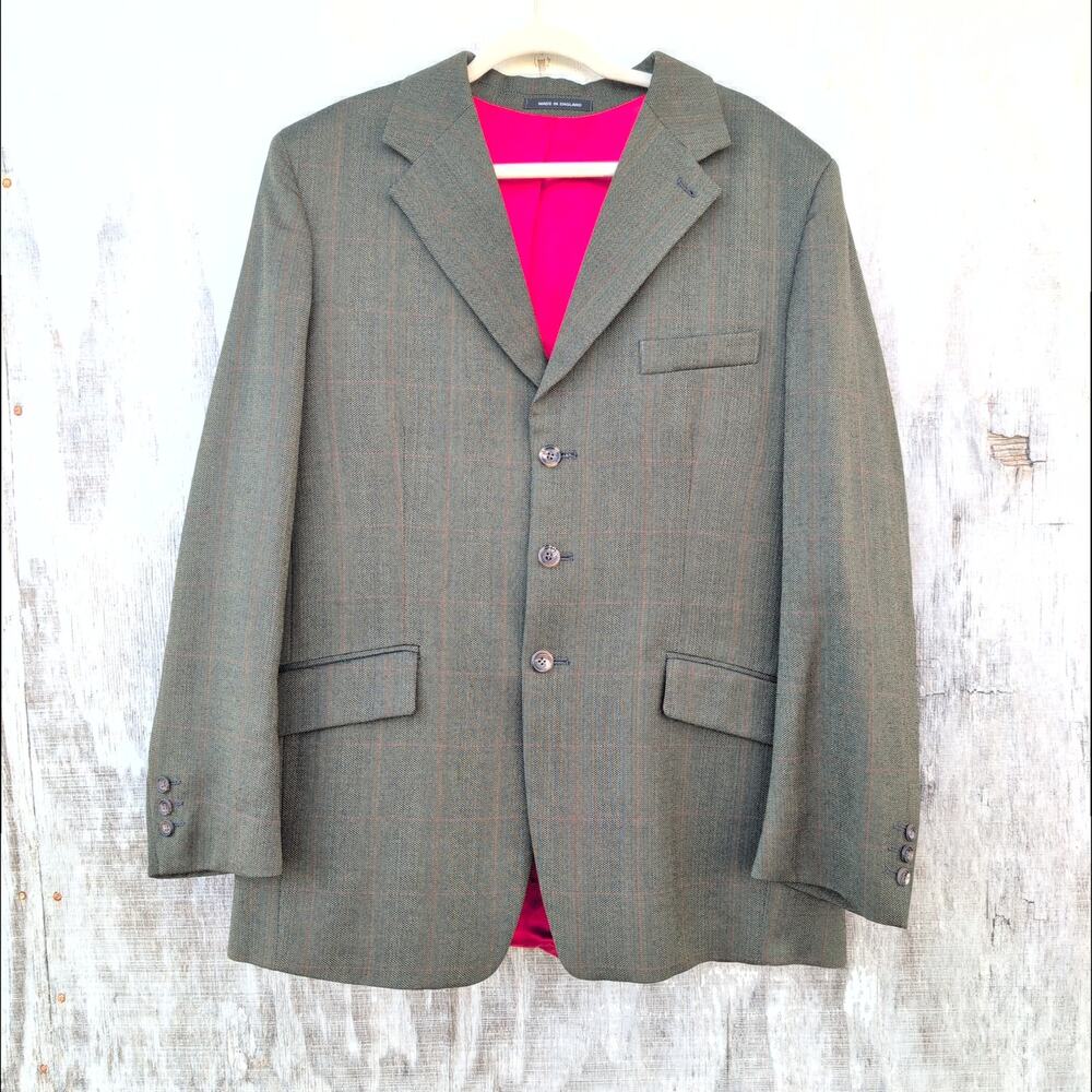 Brookster Glenn Plaid Herringbone Tweed Wool Sport Coat Men's 40